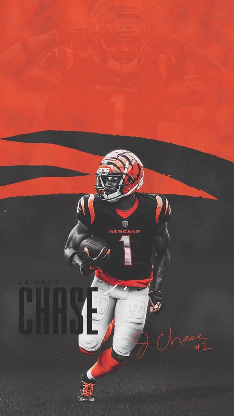 Bengals Wallpaper Iphone, Jamar Chase, Chase Wallpaper, Nfl Graphics, Jamarr Chase, Nfl Wallpaper, Football Board, Nba Stephen Curry, Cincinnati Bengals Football