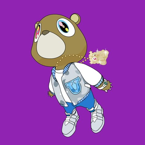 Kanye west Graduation Bear Vector on Behance Kanye West College Dropout Bear, Kanye West Bear Art, Kanye West Cartoon Art, Kanye Bear Art, Kanye Bear Drawing, Kanye West Graduation Bear Tattoo, Kanye West Graduation Tattoo, Kanye West Bear Tattoo, Kanye Bear Pfp