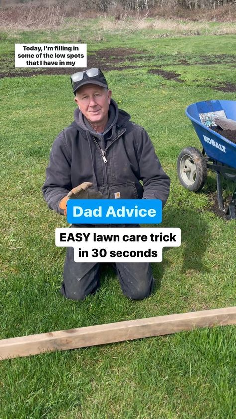 Dad Advice From Bo on Instagram: “Easy lawncare trick you can do this weekend very quickly. Aside from the kids (and you) twisting ankles when they run through a surprise…” Leveling Yard, Garden Grasses, Lawn Problems, Lawn Leveling, Landscaping Around House, Dad Advice, Rental House, Lawn Maintenance, Grasses Garden