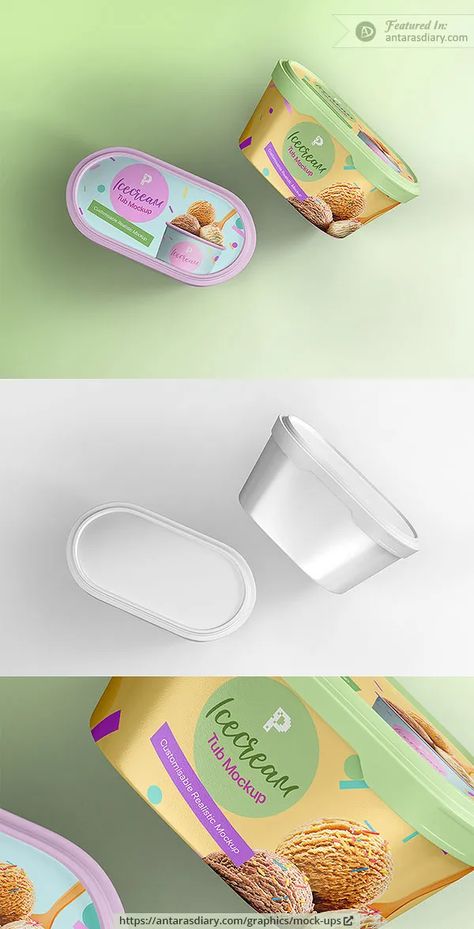 Ice Cream Tub Packaging Design, Ice Cream Tub Design, Ice Cream Mockup, Buko Pandan, Ice Cream Tub, Ice Cream Logo, Tub Design, Cream Packaging, Ice Cream Packaging