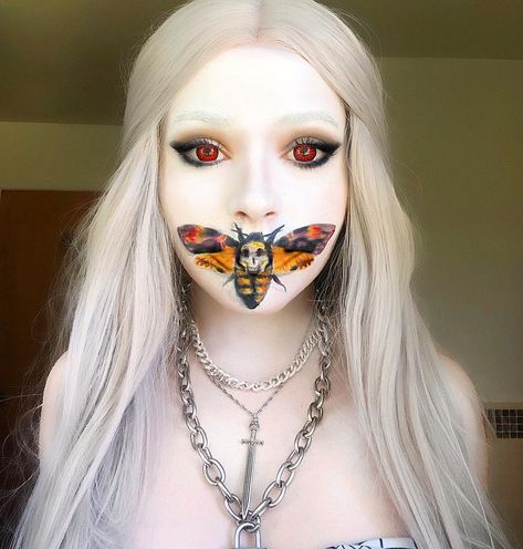 Karly Menezes🖤 on Instagram: “Well, Clarice, have the lambs stopped screaming? 🐑 - so this is part two in my horror movie makeup saga, what other horror film inspired…” Halloween Makeup And Costumes, Horror Movie Inspired Makeup, Silence Of The Lambs Makeup, Terrifying Halloween Makeup, Horror Movie Makeup Looks, Scary Movie Makeup, Special Effects Makeup Horror, Horror Makeup Looks, Horror Movie Makeup