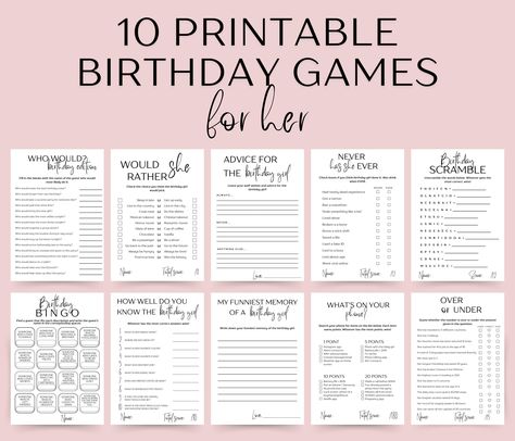 Elevate your next birthday celebration with these elegant black and white birthday party games! Perfect for adding a touch of sophistication to any party, this set includes 10 thoughtfully designed games that are sure to entertain and engage guests. The timeless black and white aesthetic blends effortlessly with any party theme, making it ideal for adults who want a classy yet fun experience. 🎉 🖤 What's Included: Would They Rather?: Fun, thought-provoking choices to get everyone talking! How Well Do You Know the Birthday Person?: A test of friendship and memories. Never Have I Ever: A party classic with plenty of laughs. Over or Under: Guess surprising facts about the birthday guest. Who Would?: Playfully guess who's most likely to... What's on Your Phone?: A fun digital scavenger hunt! Black And White Birthday Party, Black And White Birthday, White Birthday Party, Girl Black And White, Friendship Games, Interactive Games, White Birthday, Never Have I Ever, 17th Birthday