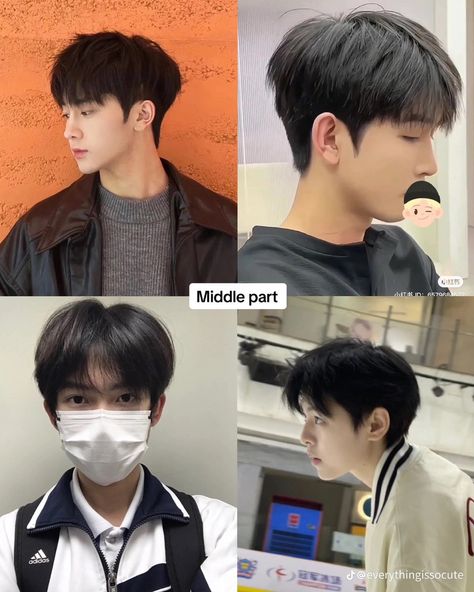 Middle Part men’s haircut/hairstyle (Korean) Korean Middle Part Haircut, Middle Part Korean, Middle Part Haircut Men, Korean Middle Part, Long Middle Part Hair Men, Middle Part Men, Shot Hair Cuts, Samurai Hairstyle, Korean Haircut Men