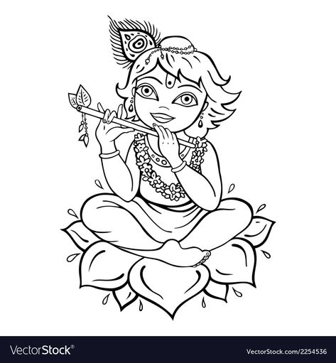 Karma Drawing, Krishna Vector, Easy Sketches For Beginners, God Krishna, Ganesha Drawing, Mandala Doodle, Krishna Drawing, Drawing Wallpaper, Hand Drawn Illustration