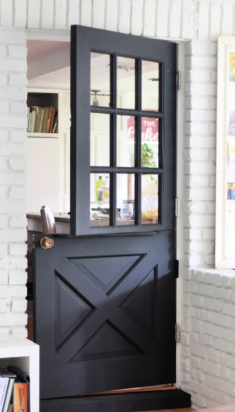 DIY Dutch Door • mimzy & company Split Farm Door, Dutch Door To Garage, Dutch Door With Sidelights, Laundry Room Dutch Door, Steel Dutch Door, How To Make A Dutch Door Diy, Mudroom Doors Exterior, Dutch Door To Basement, Milk Door On House