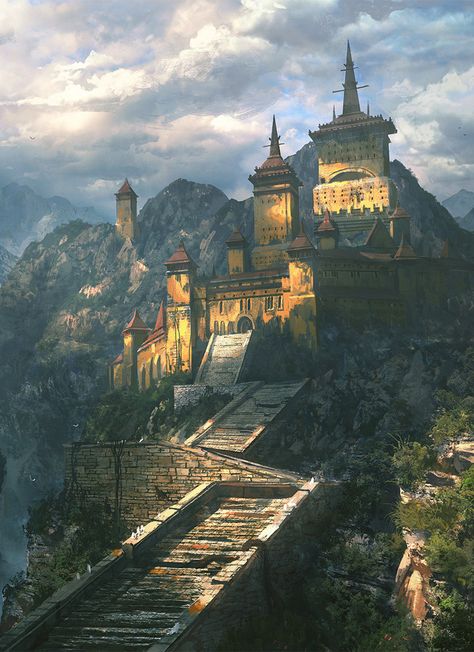 Fantasy Art Watch — Mountain Fort by Veli Nystrom Beaux Arts Architecture, Terra Nova, Location Inspiration, Art Watch, 다크 판타지, Chateau France, Fantasy City, Fantasy Castle, Fantasy Setting