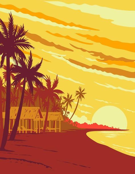 Phu Quoc Island, Wpa Posters, Art Deco Poster, Deco Poster, Phu Quoc, Vintage Travel Posters, Vintage Travel, Travel Posters, Digital Artwork