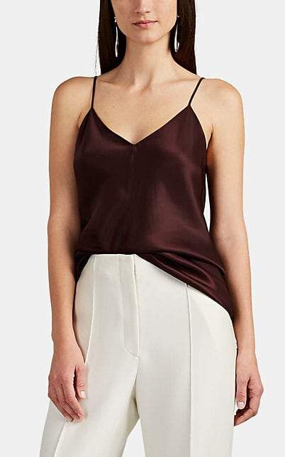 The Row Women's Eda Satin Cami - Brown Brown Satin Top Outfit, Satin Cami Outfit, Satin Top Outfit, Satin Blouse Outfit, Cami Outfit, Velvet Cami, Leather Bustier, High Low Blouse, Cotton Crop Top