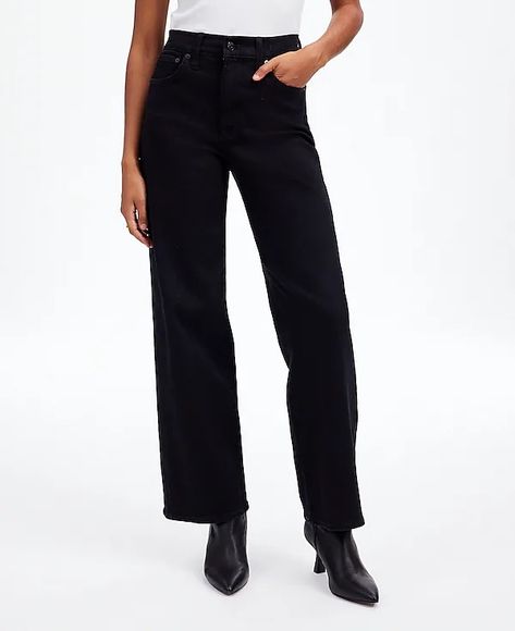 The Petite Perfect Vintage Wide-Leg Jean | Madewell Madewell Wide Leg Jeans, 2024 Wardrobe, Crop Style, Closet Goals, Madewell Jeans, Cropped Style, Wide Leg Denim, Wide Leg Jeans, Black Denim