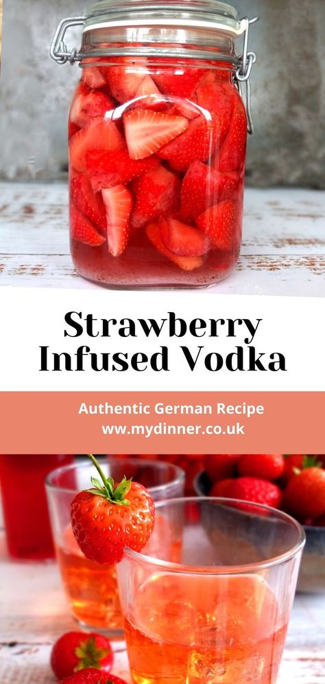 Strawberry Vodka Drinks, Strawberry Infused Vodka, Homemade Vodka, Rhubarb Cocktail, Homemade Liqueur Recipes, Fancy Cocktails Recipes, Fresh Rhubarb, Summertime Cocktail, Lemon Vodka