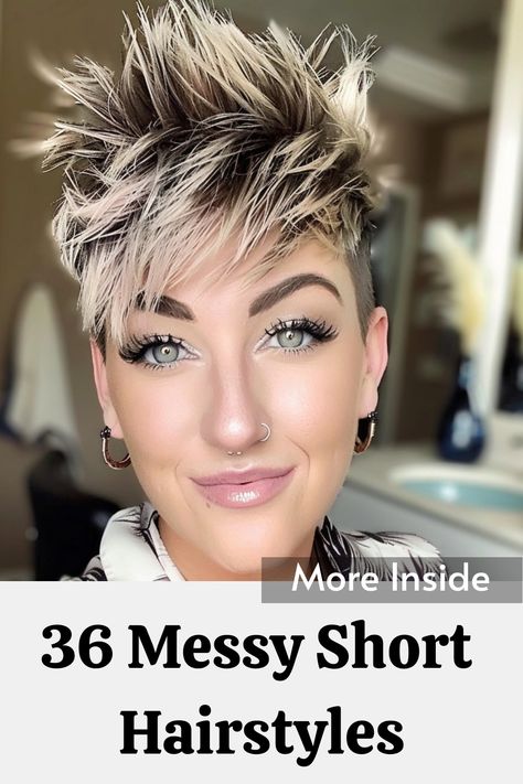 Find your next effortlessly cool vibe with these 36 messy short hairstyles that are all about texture and movement! Perfect for adding an edge to your look, these styles range from tousled pixies to playful bobs that are easy to style and full of personality. Embrace the charm of a perfectly undone look that’s anything but boring. Tap the link for more style inspiration! Growing Short Hair Stages, Messy Pixie Haircut Choppy Layers, Messy Short Hairstyles, Shoet Hair, Growing Short Hair, Short Messy Bob, Platinum Pixie Cut, Hair Stages, Short Textured Hair