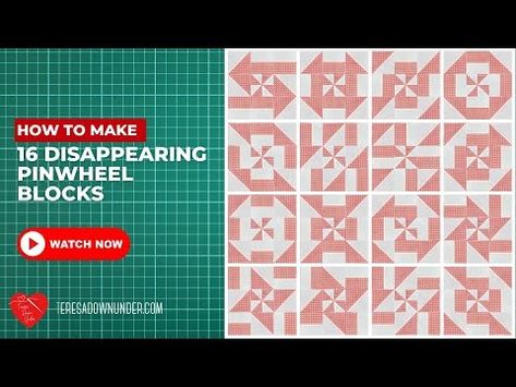 (3906) How to make 16 Disappearing pinwheel blocks - YouTube Disappearing Pinwheel, Pinwheel Blocks, Pinwheel Quilt Pattern, Pinwheel Quilt Block, Quilt Pattern Free, Pinwheel Block, Pin Wheel, Pinwheel Quilt, Quilting Tips