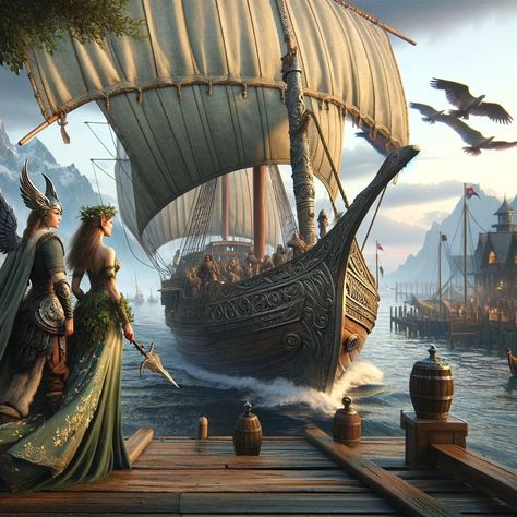 Saying goodbye to dry land at the start of an epic sea journey #valkyrieandnymph #fantasy #fantasyart #fantasybooks #fantasyai #aifantasyart #aiart #aiartwork #aiartcommunity #ai #digitaldrawing #digitalartist #digitalpainting #digitalillustration #digitalcreator The Odyssey Aesthetic Art, The Odyssey Aesthetic, Odyssey Aesthetic, Create Character, Dry Land, The Odyssey, Water Adventure, April 7, Saying Goodbye