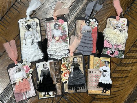 Paper Dolls 3d, Tim Holtz Paper Dolls, Paper Doll Fashion, Tim Holtz Tags, Journal Project, Making Hair, Diy Tags, Doll Fashion, Making Hair Bows