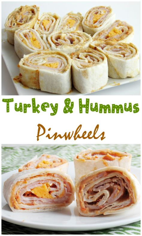 Turkey Hummus Pinwheels, Turkey Pinwheel Recipes, Healthy Pinwheels, Hummus Pinwheels, Tortilla Pinwheel Appetizers, Pinwheel Sandwich Recipes, Turkey Pinwheels, Turkey Lunch Meat, Wraps Recipes Easy