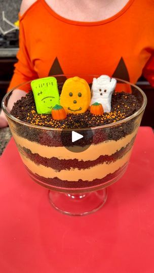 400K views · 3.6K reactions | Easy No Bake Halloween Trifle 🎃 | Easy No Bake Halloween Trifle 🎃

#desserts #halloweenparty #chocolate | By Kyle & Mistie Knight | I've got some of these
Halloween Oreos. You're going to add them to your food
processor. You'll end up with about four cups of crushed
Oreos. Then, you're going to take two boxes of cheesecake
pudding. Prepare that according to the box. All you need is
milk but for this, we also need some cool whip. Will you grab
that for me? It's in the fridge. Cool whip. Here it is.
Cool whip. Perfect. Thank you. We're going to add our Cool
Whip directly to our pudding. We're just going to fold it in.
So, we're going to make some orange color for this using red
and yellow food coloring. There's a little bit of the
red. Going with some of the y Oreo Trifle Desserts, Halloween Trifle, Trifle Easy, Oreo Trifle, Bake Halloween, Halloween Oreos, Yellow Food, Cheesecake Pudding, Trifle Desserts