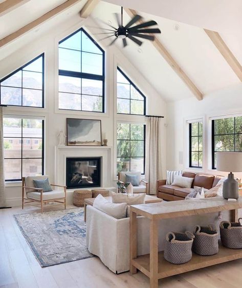 31 White Vaulted Ceilings with Wood Beams to Add Character Architecture Restaurant, Hill Interiors, Farmhouse Interior, Dream Living, Dream House Plans, Living Room Inspo, Dream Home Design, Living Room Inspiration, 인테리어 디자인