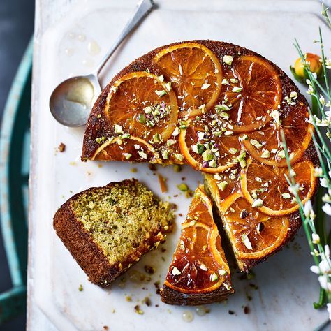 Sticky Orange & Pistachio Cake - Good Housekeeping Institute Orange Pistachio, Pistachio Cake Recipe, Books Bookmark, Moist Cake, Pistachio Cake, Desserts Vegan, Orange Cake, Moist Cakes, Gluten Free Baking