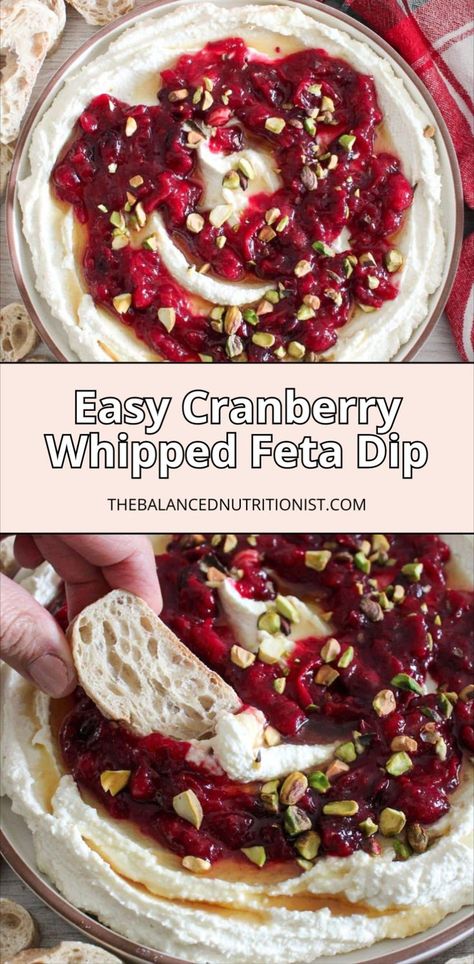 Serve this cranberry whipped feta dip for a delicious and easy appetizer. The whipped feta dip with cranberry sauce is perfect for any holiday party, including Thanksgiving and Christmas. It's one of the best holiday appetizers and tastes super good. Try this delish and best cranberry dip for your festive gatherings. Cranberry Whipped Feta, Holiday Party Dips, Holiday Dip, Cranberry Dip, Whipped Feta Dip, Best Holiday Appetizers, Dip Easy, Holiday Appetizers Easy, Cranberry Cream Cheese