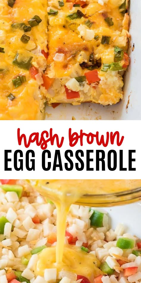 Egg Bake With Hashbrowns, Cheese Recipes Easy, Breakfast Casserole Dishes, Hash Brown Egg Casserole, Meatless Breakfast, Egg Bake Casserole, Hashbrown Breakfast, Delicious Breakfast Casserole, Brown Egg