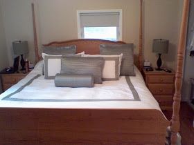 The Penny Parlor: How to Hide an Off Center/Out of Place Window Bedroom Off Center Window, Off Center Window Behind Bed, Off Center Window, Window In Bedroom, Window Behind Bed, Room Decor Ideas For Couples, Bedroom Wall Decor Above Bed, Bed Window, Wall Decor Above Bed