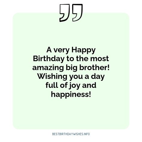 Birthdays are special occasions to show your loved ones how much you care for them. If you have a big brother, the day is an opportunity to make him f... | # #BirthdayWishes Check more at https://www.ehindijokes.com/birthday-wishes-for-big-brother/ Happy Birthday Wishes Big Brother, Big Bro Birthday Wishes, Happy Birthday To Big Brother, Happy Birthday Brother Wishes Messages, Bhai Birthday Wishes Status, Brother Birthday Quotes Special, Big Brother Birthday Quotes, Happy Birthday Big Brother Quotes, Birthday Lines For Brother