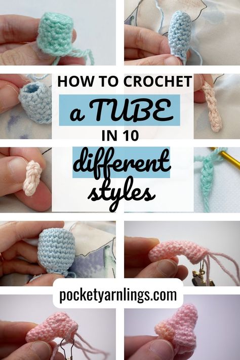 Here I will be talking about crocheting cylinders and tubes and many different way to vary it or experiment with it - closed tubes, hollow tubes, skinny tubes, large tubes and a crochet cord as well. Then at the end, I will briefly talk about different ways to bend crochet tubes without using wires! Amigurumi Sculpting, Crochet A Tube, Ear Tubes, Amigurumi Projects, Sculpting Ideas, Crochet Flats, Crochet Idea, Doll Faces, Useful Things