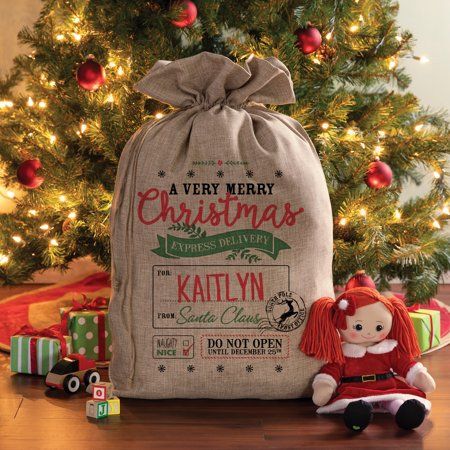 Reindeer Feed, Canvas Gift Bag, Christmas Express, Personalised Santa Sacks, Santa Bags, Burlap Sacks, Gift Sack, Christmas Sack, Large Gift Bags