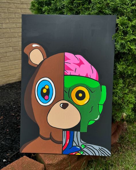 Unbearable🧠👩🏾‍🎨 #hypebeast #art #painting #kaynewest #kaws #bear #brain #wallart #explorepage Kaws Canvas Art, Kaws Canvas Painting, Kaws Painting Ideas, Kaws Bear, Kaws Painting, Hypebeast Art, Pokemon Painting, Cute Diy Room Decor, Canvas Drawing