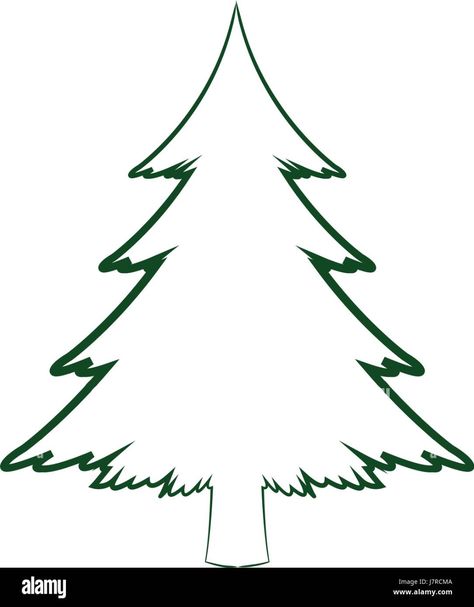 Christmas Tree Outline Svg, Tree With Snow Drawing, Pine Tree Outline, Pine Drawing, Christmas Tree Sketch, Hibiscus Drawing, Volcano Projects, Green Silhouette, Christmas Tree Outline