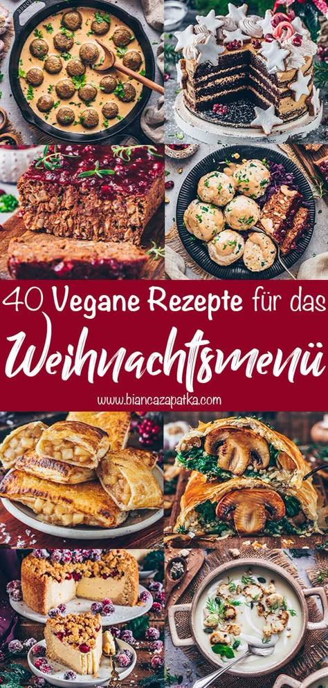 Veganes Weihnachtsmenü – Die besten Rezepte für dein Weihnachtsessen Vegan Christmas Dinner Recipes, Christmas Dinner Recipes, Vegan Xmas, Vegan Christmas Dinner, Vegetarian Christmas, Vegan Holiday Recipes, Vegan Christmas Recipes, Christmas Dinner Menu, Vegan Thanksgiving Recipes