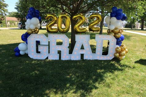 GRAD marquee letters graduation decorations balloon garland Graduation Marquee Letters, Grad Letters With Balloons, Grad Marquee Letters With Balloons, Grad Marquee Letters, Grad Letters, Graduation Flowers Bouquet, High School Decor, Pink Graduation Party, Pixar Party