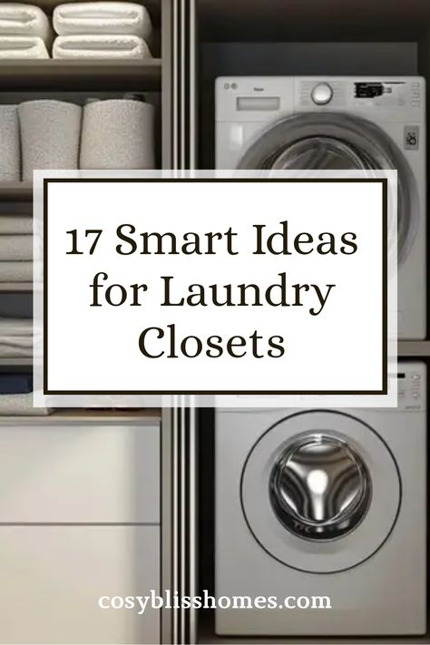 Are you ready to make your laundry closet a must-see space? Check out these 17 smart laundry closet ideas perfect for cozy areas. From blending multi-purpose appliances to stylish storage solutions, we've got you covered! Discover nifty hacks to save space and keep your laundry essentials organized. Whether you're looking for stackable options or creative shelving systems, these ideas will inspire you to transform your clinic of chores into a functional room. Say goodbye to clutter and hello to efficiency today! Laundry Coat Closet, Closet Size Laundry Room Ideas, Stackable Laundry Closet Ideas Hallways, Upstairs Laundry Room Closet, Hallway Laundry Closet Stackable, Laundry Utility Closet, Small Space Laundry Closet, Laundry Room With Linen Closet, Organized Laundry Closet