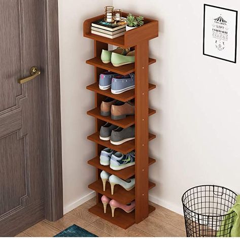 Amazon.com: Flydem Shoe Rack,Vertical Shoe Rack,Entryway Wooden Shoes Racks, Modern Shoe Rack Organizer, Space Saving Shoes Storage (Dark brown) (Style 1) : Home & Kitchen Vertical Shoe Storage, Shoe Storage Shelves, Shoes Racks, Black Shoe Rack, Shoe Tower, Small Shoe Rack, Wooden Shoe Rack, Vertical Shoe Rack, Modern Shoe Rack