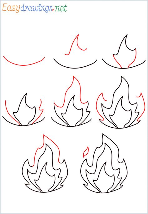 How To Draw Fire Step by Step for Beginners - [8 Easy Phase] Fire Step By Step Drawing, Step By Step Drawing Tattoo, Easy Begginer Drawings, Easy Things To Learn To Draw, How To Draw Fire Flames Step By Step, Things To Sketch Easy Step By Step, How To Draw Stuff Step By Step, Cool Easy Drawings Ideas Simple Step By Step, How To Draw Fire Step By Step