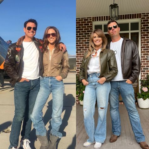 Topgun Maverick Costumes, Maverick Costume Women, Diy Maverick Costume, Maverick And Penny Costume, Maverick And Charlie Costume, Charlie And Maverick Costume, Topgun Costume Idea, Maverick And Penny, Movie Halloween Costumes Couples