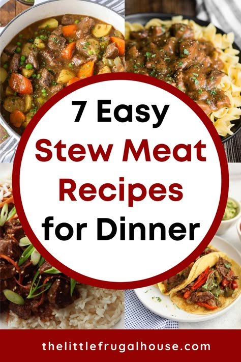 Add these easy recipes to make with beef stew meat to your favorite meals! Cook a delicious, hearty, and comforting dinner that doesn't take all day! Things To Do With Beef Stew Meat, Ideas For Beef Stew Meat, Recipes With Stewing Beef Meat, Recipes With Stew Meat Beef Dinners, Recipe With Beef Stew Meat, Stew Beef Meat Recipes Dinners, Recipes With Stew Beef Meat, Meals To Make With Beef Stew Meat, Beef Stew Ideas