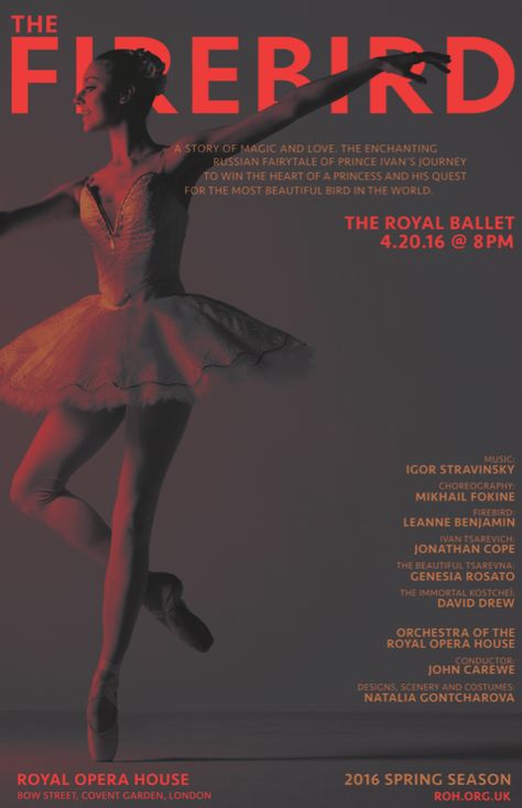 Ballet Graphic Design, Ballet Poster Design, Ballet Magazine, Dance Poster Ideas, Firebird Ballet, Ballet Movies, Dance Poster Design, Poster Dance, Dance Posters