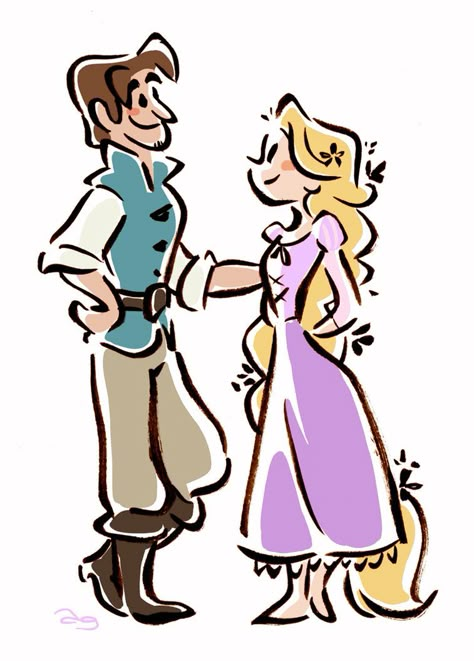 "Flynnou and Punzie simple style" (by princekido on deviantART) David Gilson, Flynn Rider, Disney Tangled, Disney Drawings, Disney Stuff, Disney Love, Disney Princesses, Disney Art, Rapunzel