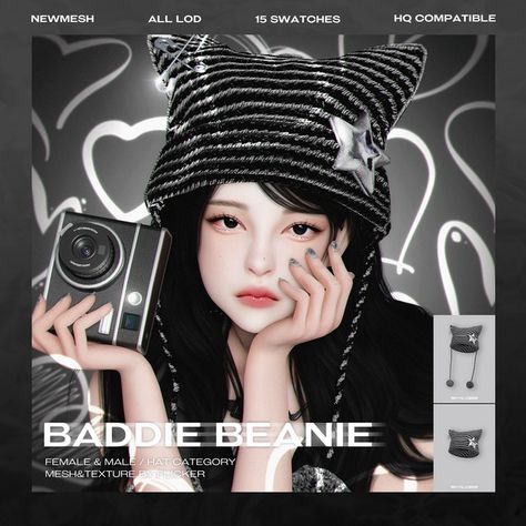 [IN-GAME Ver.] BADDIE BEANIE | Patreon Ts4 Beanie Cc, The Sims 4 Cc Beanie, Sims Hat Cc, Hat Cc Sims 4, Baddie Beanie, Sims 4 Beanie Cc, Sims 4 Cc Beanie, Sims 4 Hat Cc, Sims 4 Cc Hats