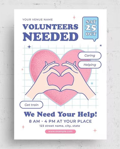 We Need Volunteers Poster, Food Donation Poster Charity, Volunteer Needed Poster, Volunteer Graphic Design, Canva Flyer Design, Volunteer Poster Design, Business Poster Design Ideas, Cute Flyers, Fundraising Flyer Design