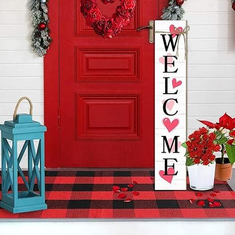 Amazon.com: Valentine's Day Wooden Porch Sign 47" Spring Large Welcome Porch Sign for Home Front Door Yard Couple Party Decor (Red) : Everything Else Front Porch Decorations, Red Everything, Welcome Porch Sign, Home Front Door, Welcome Signs Front Door, Porch Decorations, Wooden Porch, Porch Welcome Sign, House Front Door