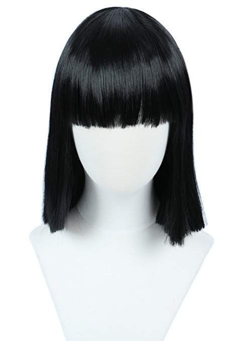 Short Black Wig With Bangs, Short Black Bangs Hair, Short Black Hair With Bangs, Ena Cosplay, Wolf Costumes, Short Black Hair Wig, Black Wig Short, Black Hair Bob, Black Hair Short