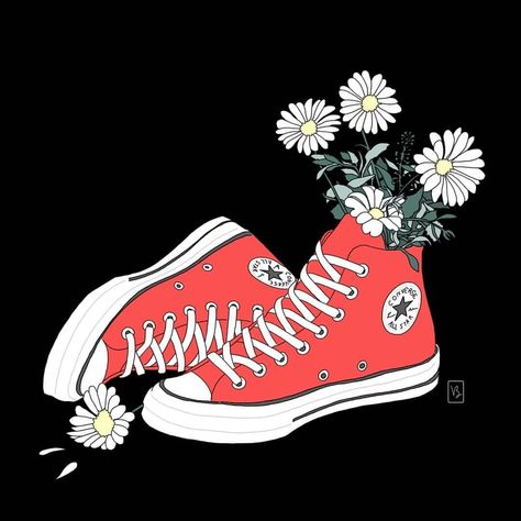 Converse Drawing Sketch, Converse Heart Wallpaper, Drawing On Converse, Art Converse, Converse Wallpaper, Converse Drawing, Jordan Painting, Converse Aesthetic, Tumblr Drawings