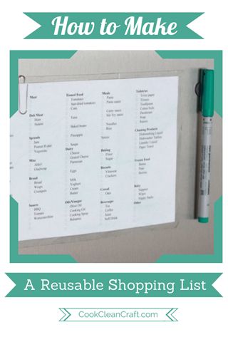 How to Make A Reusable Grocery List - Cook Clean Craft Reusable Grocery List, Organise Kitchen, Project Planner Printable, Organize Ideas, Clean Crafts, Paper List, Planner Diy, Mini Planner, Year Planner