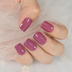 ELEVENAIL Daily Glossy Deep Purple Pink Red Press on False Nails Short Square Fake Fingernails Salon DIY Reusable Acrylic Nail Art Tips Manicure Gifts with Adhesive Tabs Nail File Deep Pink Nails, Nails Dark Pink, Manicure Gifts, Dark Pink Nails, Nails Short Square, Pink Nail Colors, Nail Art Tips, Dark Nails, Acrylic Nail Art