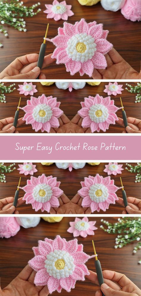 Crochet Zig Zag, Start Crocheting, Crochet Rose Pattern, Crochet Garden, Crochet Flowers Easy, Fall Crochet Patterns, Crochet Patterns Free Beginner, Crochet Bedspread Pattern, Crochet Flowers Free Pattern