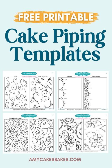 Elevate your cake decorating game with these easy-to-follow printable cake piping templates! Piping might seem tricky at first, but with my pro tips and free templates, you’ll master cake piping techniques in no time. From simple cake piping patterns to intricate designs, I’m here to help you transform your cakes into stunning creations. Simple Cake Piping, Icing Patterns, Piping Templates, Cake Piping Techniques, Piping Patterns, Royal Icing Piping, Brush Embroidery, Cake Decorating Icing, Cake Piping