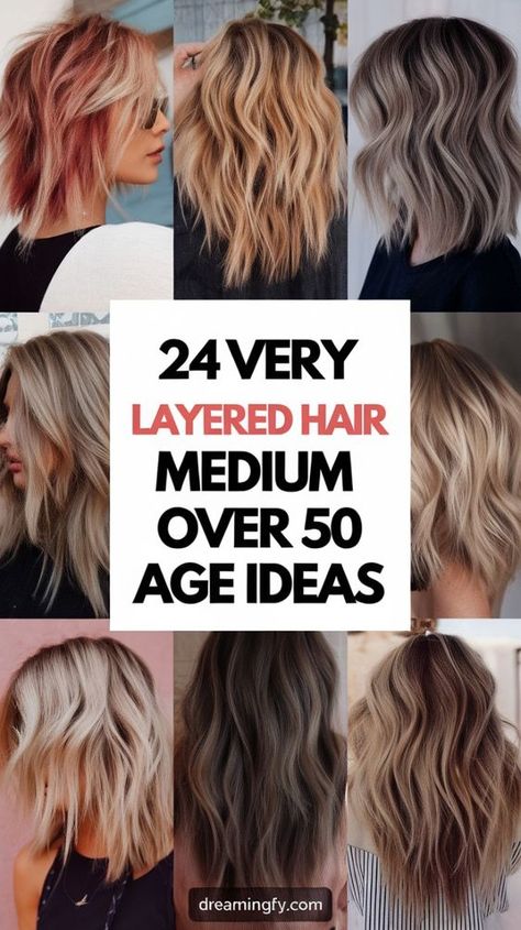 These 24 very layered medium haircuts are perfect for women over 50 looking for a fresh, vibrant look. Add dimension and style with these chic haircuts. Visit our site for more ideas! Short To Medium Haircuts With Layers, Hair With Layers Straight, Long Layered Bob Haircuts, Medium Length Hair With Layers Straight, Front Bangs Hairstyles, Short Silk Press, Nails Bright Colors, Layers Straight, Sassy Hair Older Women