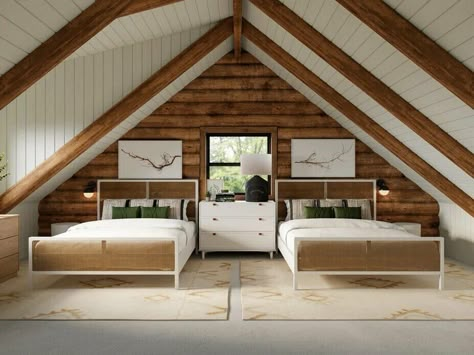 Log Cabin Homes Interior Painted White, Modern Log Cabin Renovation, Log Cabin White Ceiling, Remodeled Log Cabin, Log Cabin Ceiling Ideas, Renovated Log Cabin, Updating A Log Cabin, Modern Cabin Lighting, Boho Log Cabin Interior